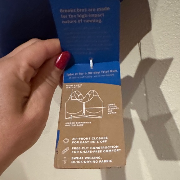 Brooks Holds ME In Dare Zip Run/ Sports Bra Navy Blue - Picture 10 of 11